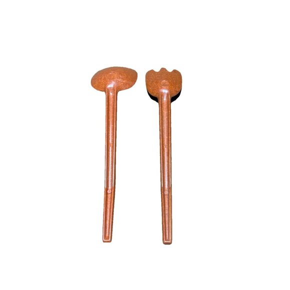 Vintage FLINTWOOD ORANGE SALAD SERVING SET / SPOON AND FORK - Picture 2 of 4